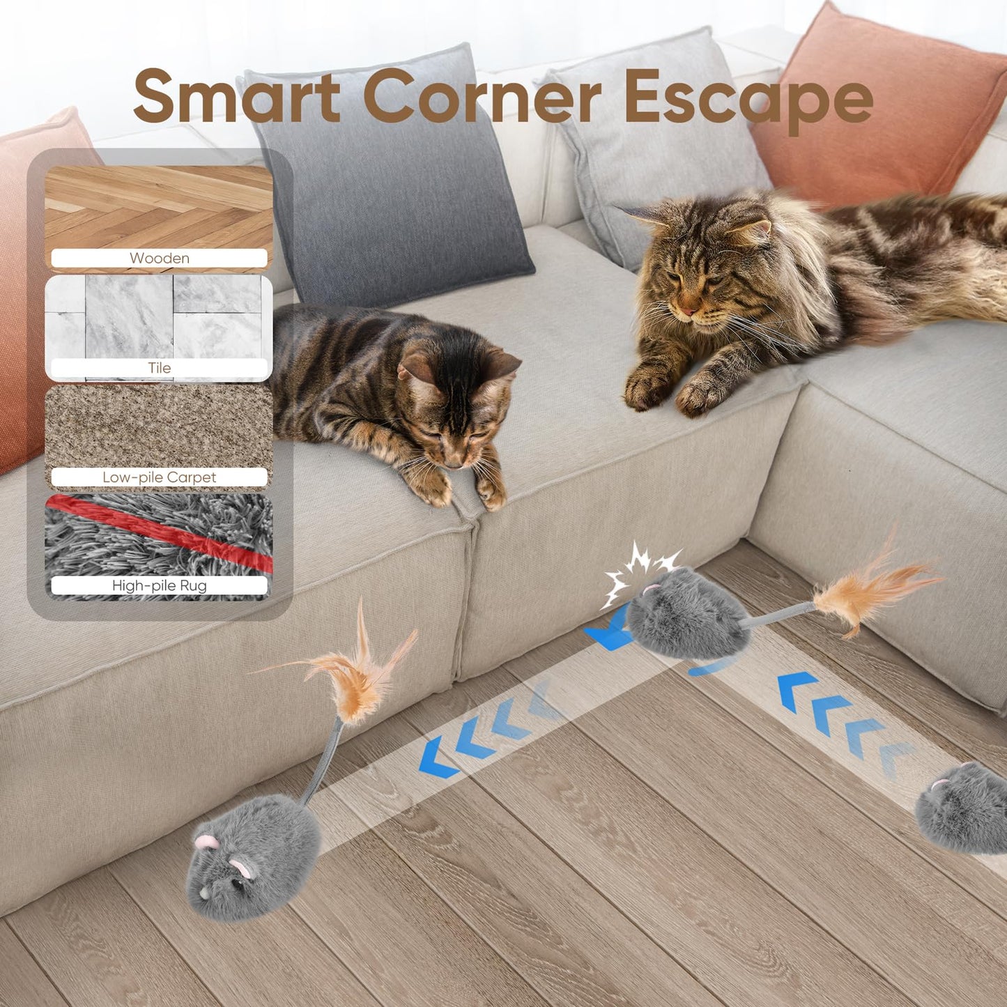 Pawingcat Remote Control Cat Toy Rechargeable Cat Mouse Toy Automatic Interactive Cat Toys for Indoor Cats Toy with 3-Speed Adjustment and 4 Directions