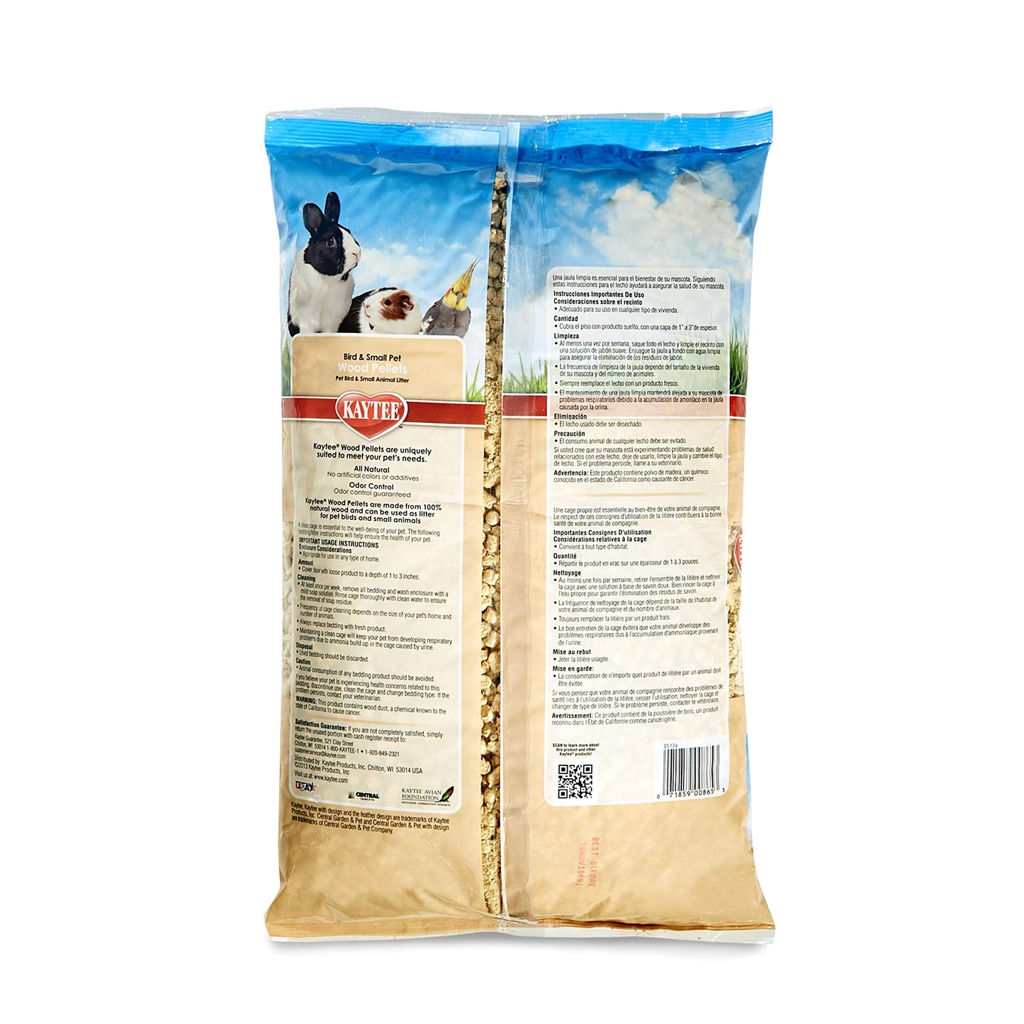 Kaytee Wood Pellets Pet Bird & Small Animal Litter for Ferrets, Guinea Pigs, Rats, Chinchillas, Hamsters, Gerbils, Rabbits, Mice, Hedgehogs and Dwarf Hamsters, 4.9 Liter, 8 Pound Bag
