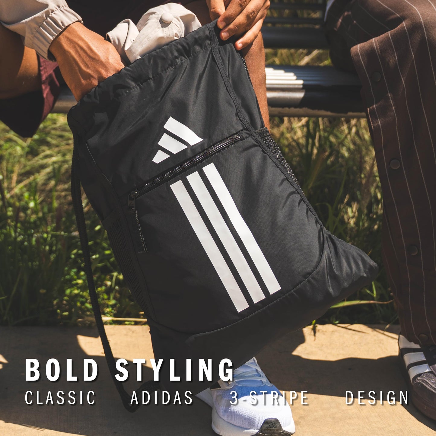 adidas Alliance Mochila con cordón para gimnasio, color azul marino, talla única, Negro -