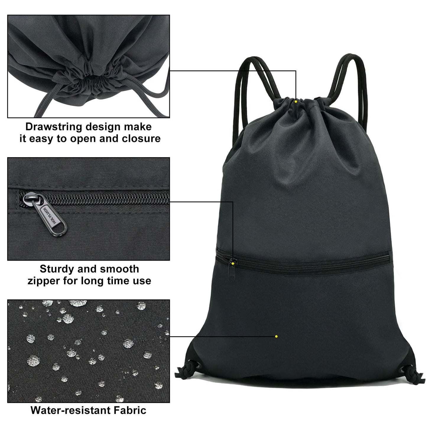 HOLYLUCK - Mochila, bolsa deportiva con cordón ajustable para gimnasio