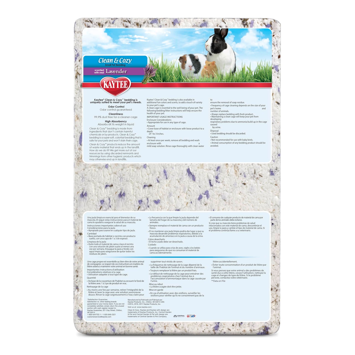 Kaytee Clean & Cozy Lavender Bedding For Pet Guinea Pigs, Rabbits, Hamsters, Gerbils, and Chinchillas, 49.2 Liters