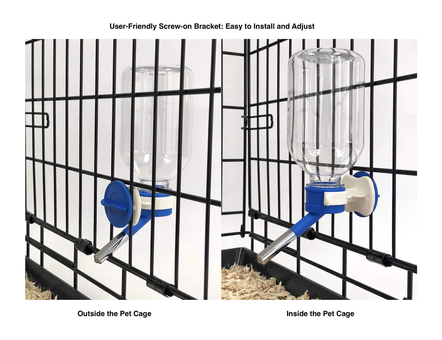 Choco Nose Patented No-Drip Water Bottle/Feeder for Guinea Pigs/Hamsters/Bunnies/Ferrets/Other Small Pets, Critters and Animals - for Cages, Crates or Wall Mount. 10.2oz. Nozzle 10mm, Blue (C128)