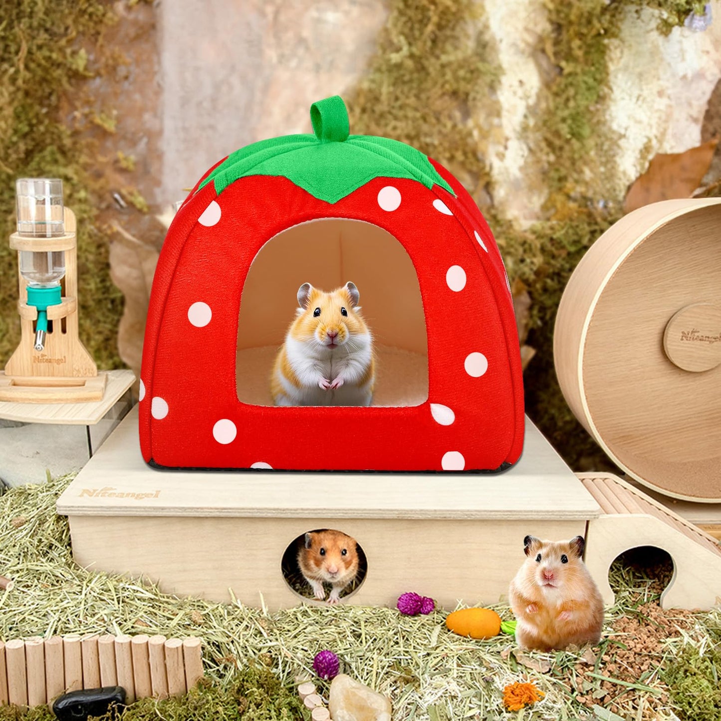 FurrTales Guinea Pig Hideout for Small Animals(Guinea Pig Bed with Warm Fleece, Washable Pet Cushions, Winter Sleeping Warmth)