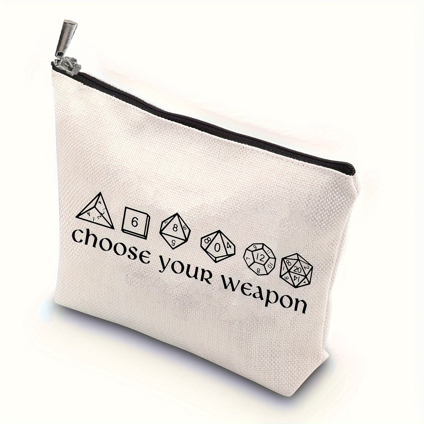 Dungeons & Dragons D20 Dice-Themed Makeup Bag - Funny RPG Gamer Cosmetic Pouch for Travel, Durable Linen Material