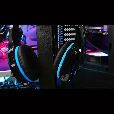 FUNINGEEK G9000 Gaming Headset with LED Lights & Microphone - Noise-Cancelling Surround Sound, Soft Memory Earmuffs for PC/PS5, Compatible with Xbox/XPS, Condenser Mic, Anime/Movie Gameplay, Tangle-Free Cable, Volume Control