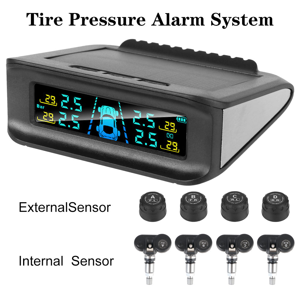 Sistema de monitoreo de presión de neumáticos con pantalla Digital de seguridad para coche, sistema de alarma de presión de neumáticos inalámbrico TPMS con energía Solar