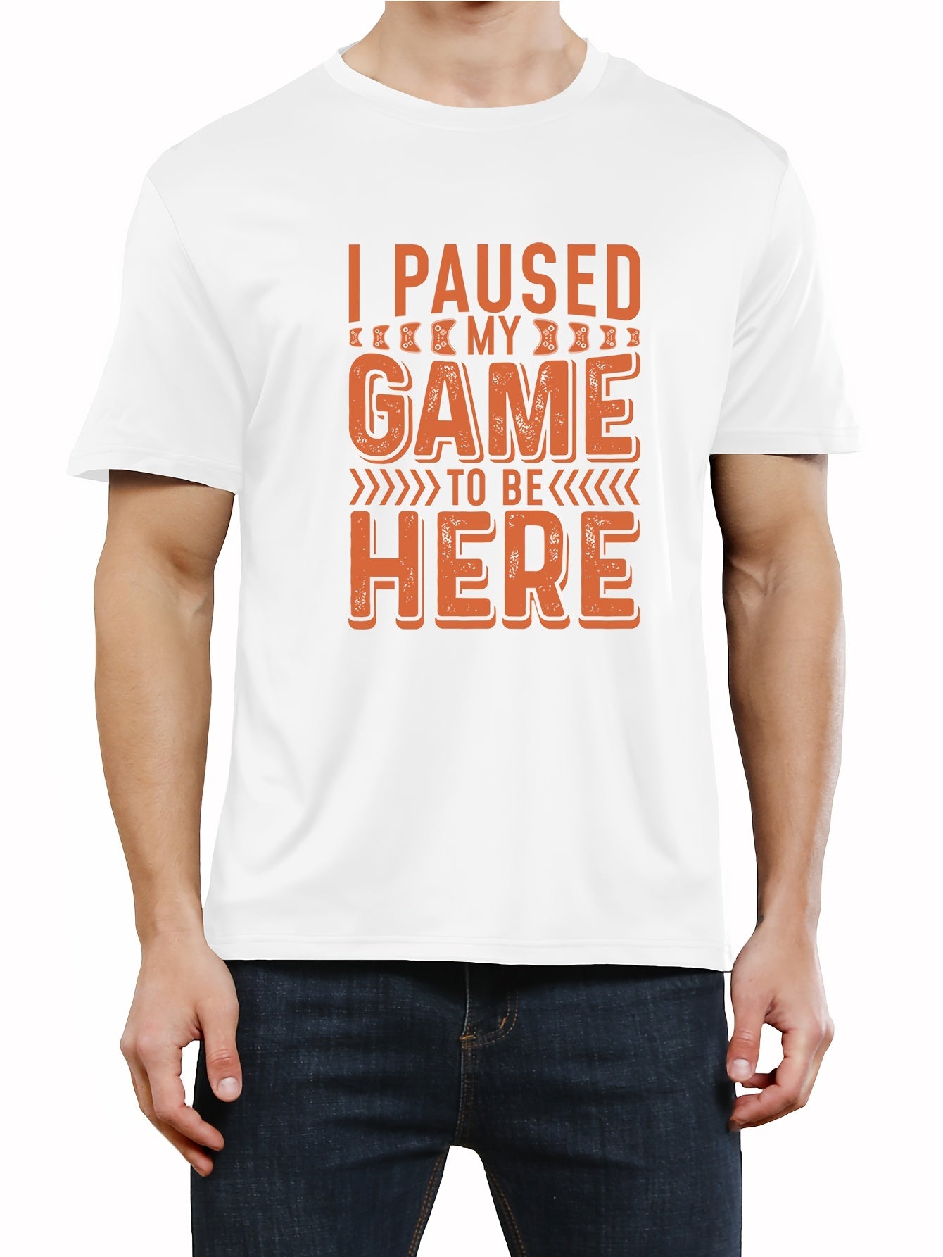 Unique Gamer Print Tee Shirt - Men's Casual Short Sleeve T-Shirts for Summer - Fun Gaming Humor Graphic Tee
