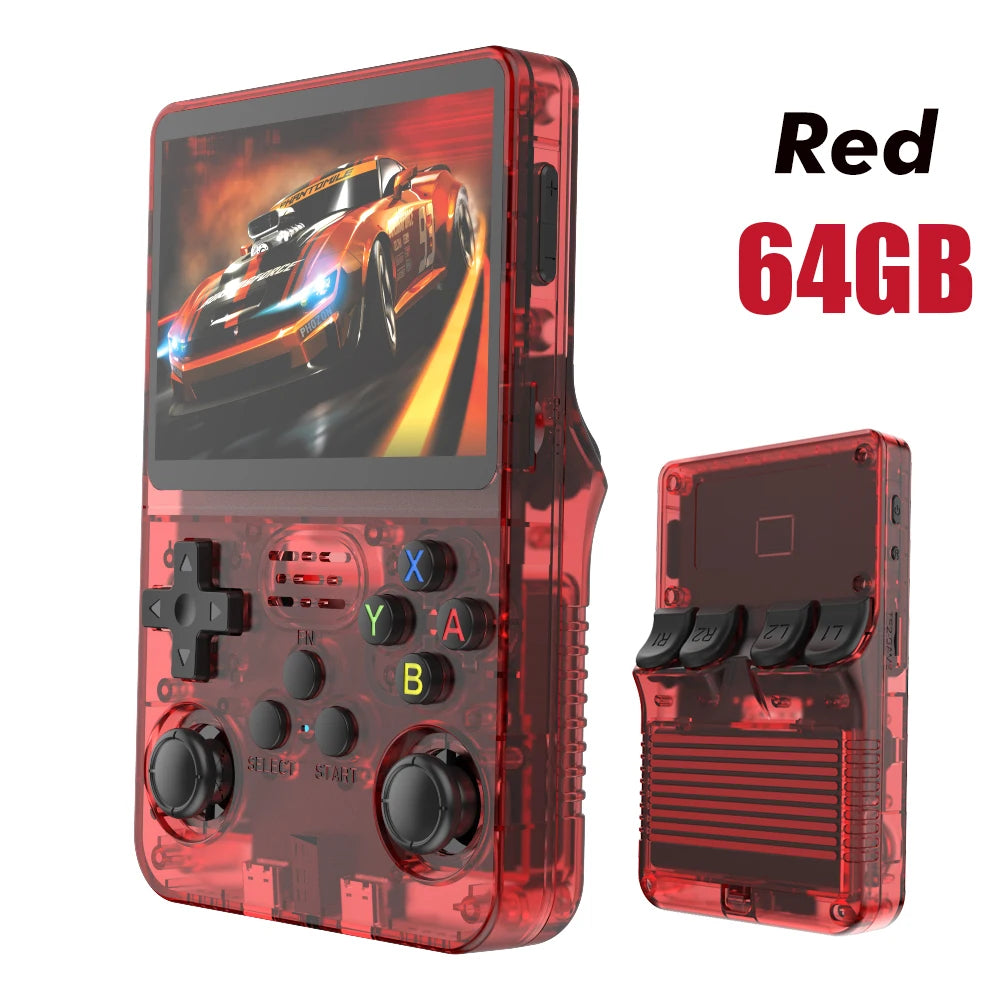 Consola de videojuegos portátil Retro R36S, 128G, sistema Linux, pantalla IPS de 3,5 pulgadas, R35s Pro, reproductor de vídeo de bolsillo portátil, 64GB de juegos