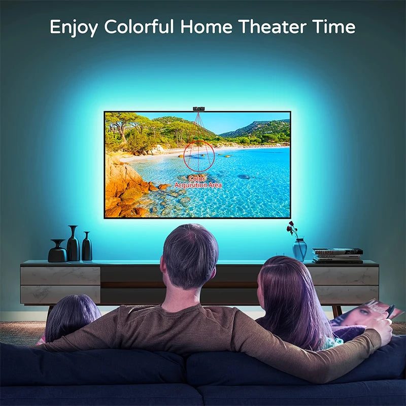 Tira de retroiluminación LED RGBIC para TV con cámara, Control por aplicación, sincronización de música, luces inteligentes para sala de juegos, iluminación ambiental de 55-75 pulgadas