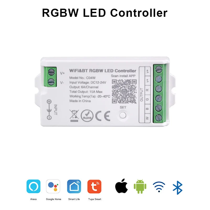Tuya WiFi LED controlador Alexa Google Home Control de voz RGB RGBW CCT tira de LED controlador inteligente aplicación BT RF remoto 2,4G DC12V-24V