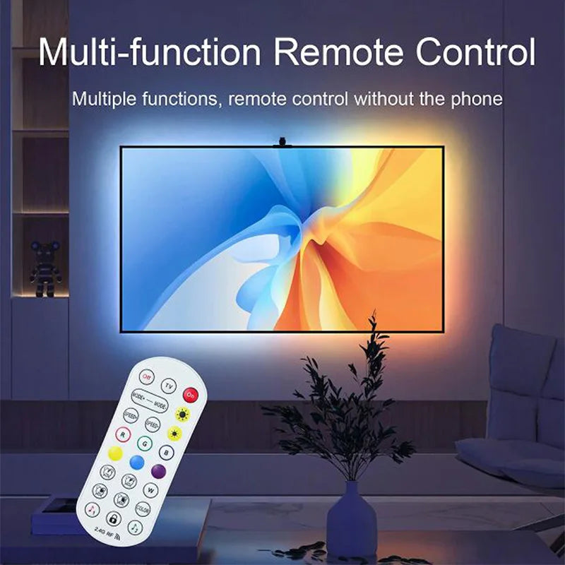 Tira de retroiluminación LED RGBIC para TV con cámara, Control por aplicación, sincronización de música, luces inteligentes para sala de juegos, iluminación ambiental de 55-75 pulgadas