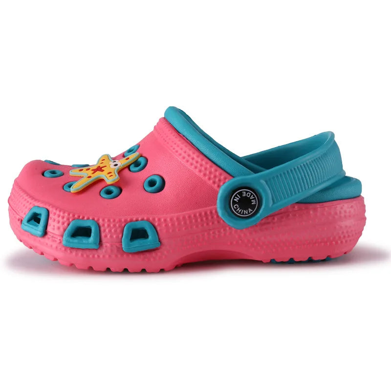 EUR24-35 zuecos de mulas para niños, zapatos bonitos de dibujos animados para jardín de verano para niñas y niños, zapatos de playa con agujeros de Color caramelo, sandalias para bebés