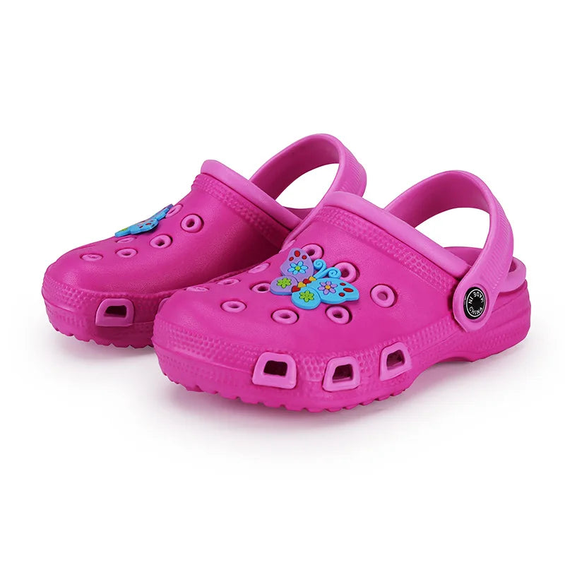 EUR24-35 zuecos de mulas para niños, zapatos bonitos de dibujos animados para jardín de verano para niñas y niños, zapatos de playa con agujeros de Color caramelo, sandalias para bebés