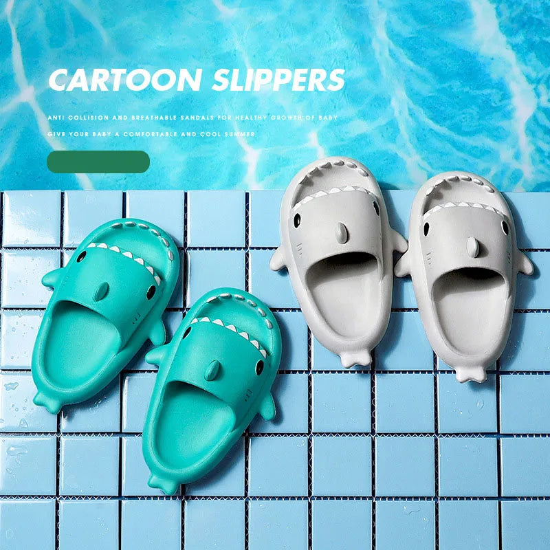 Zapatillas para niños, sandalias de tiburón de dibujos animados, zapatos de verano para niños y niñas, suela suave antideslizante