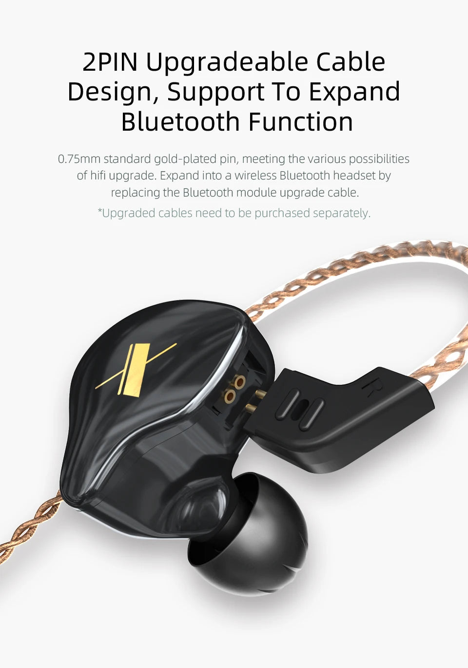 Auriculares KZ EDX 1 auriculares con graves HIFI dinámicos auriculares con Monitor deportivo con cancelación de ruido