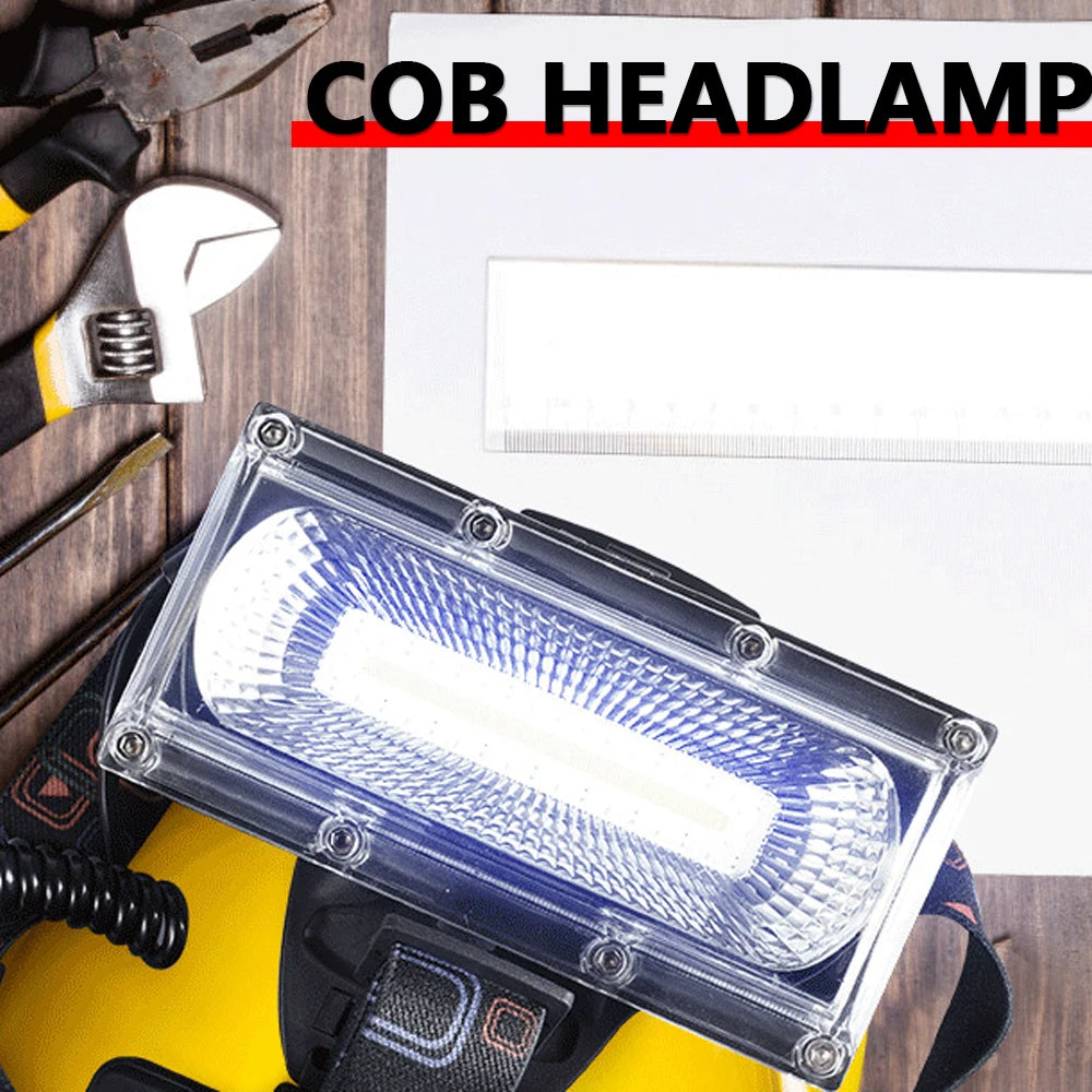 Linterna Frontal COB de 11000LM, linterna de cabeza potente recargable, 3 modos, resistente al agua, batería 18650, luz Frontal para pesca y Camping