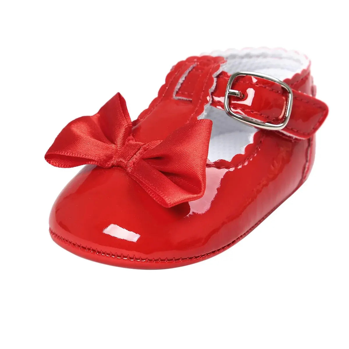 Meckior-zapatos antideslizantes con suela de goma y lazo para bebé, calzado clásico de PU para primeros pasos, cuna