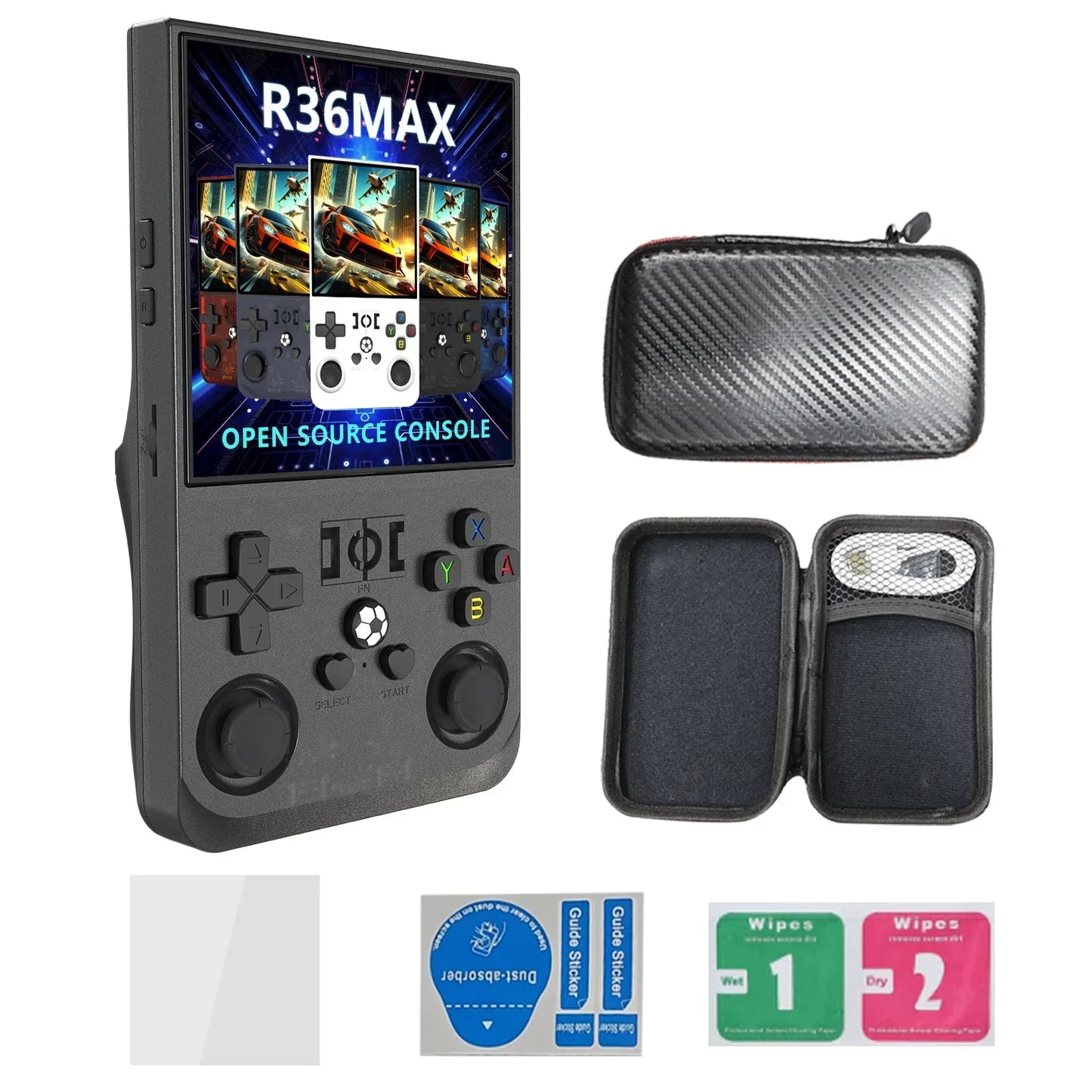 Consola R36 Max, reproductores de juegos portátiles, pantalla IPS de 4 pulgadas, consola de código abierto, reproductor de vídeo de bolsillo Retro, 64G/128G, más de hasta 22000 juegos