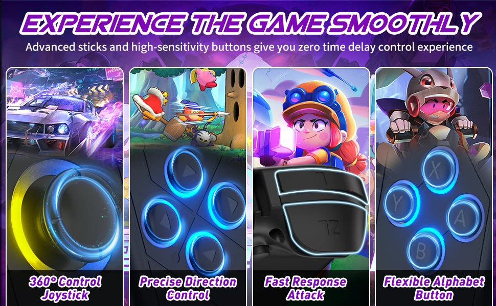 Controlador de mando Joy Pad para Nintendo Switch/Led Lite/Pc Joystick inalámbrico Rgb Grip soporte despertador y función Turbo 6 ejes