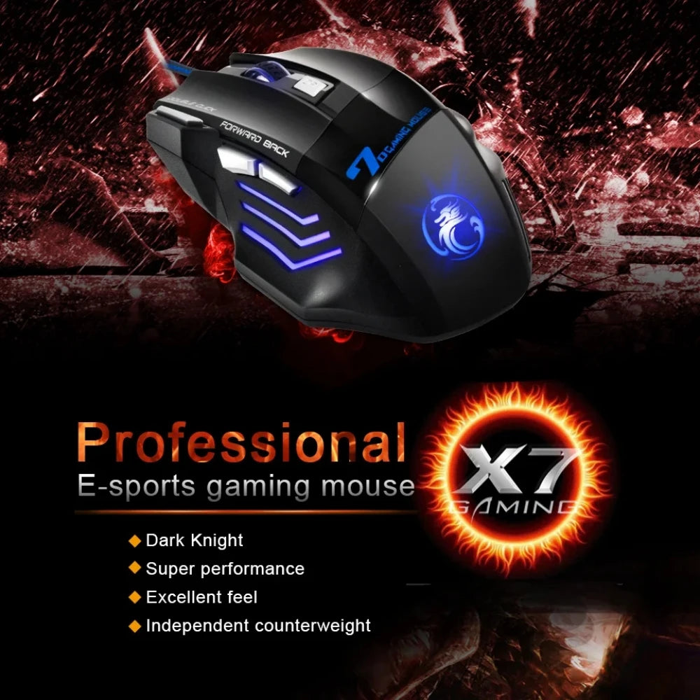 Ratón para juegos por cable, ratón de ordenador para Gamer, ratón ergonómico retroiluminado RGB, retroiluminación silenciosa, ratón LED de 7 botones, ratón USB para PC de escritorio