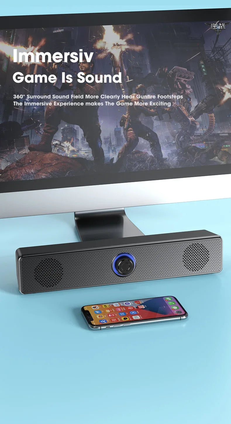 Barra de sonido para PC, altavoz con cable y Bluetooth, barra de sonido alimentada por USB para TV, Pc, portátil, juegos, sistema de Audio envolvente para cine en casa