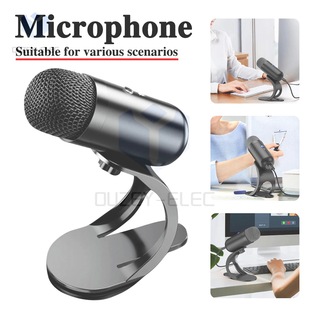 Micrófono de reducción de ruido de micrófono de PC de juego USB para podcasts de streaming, micrófono de escritorio capacitor de computadora RGB para videos de YouTube