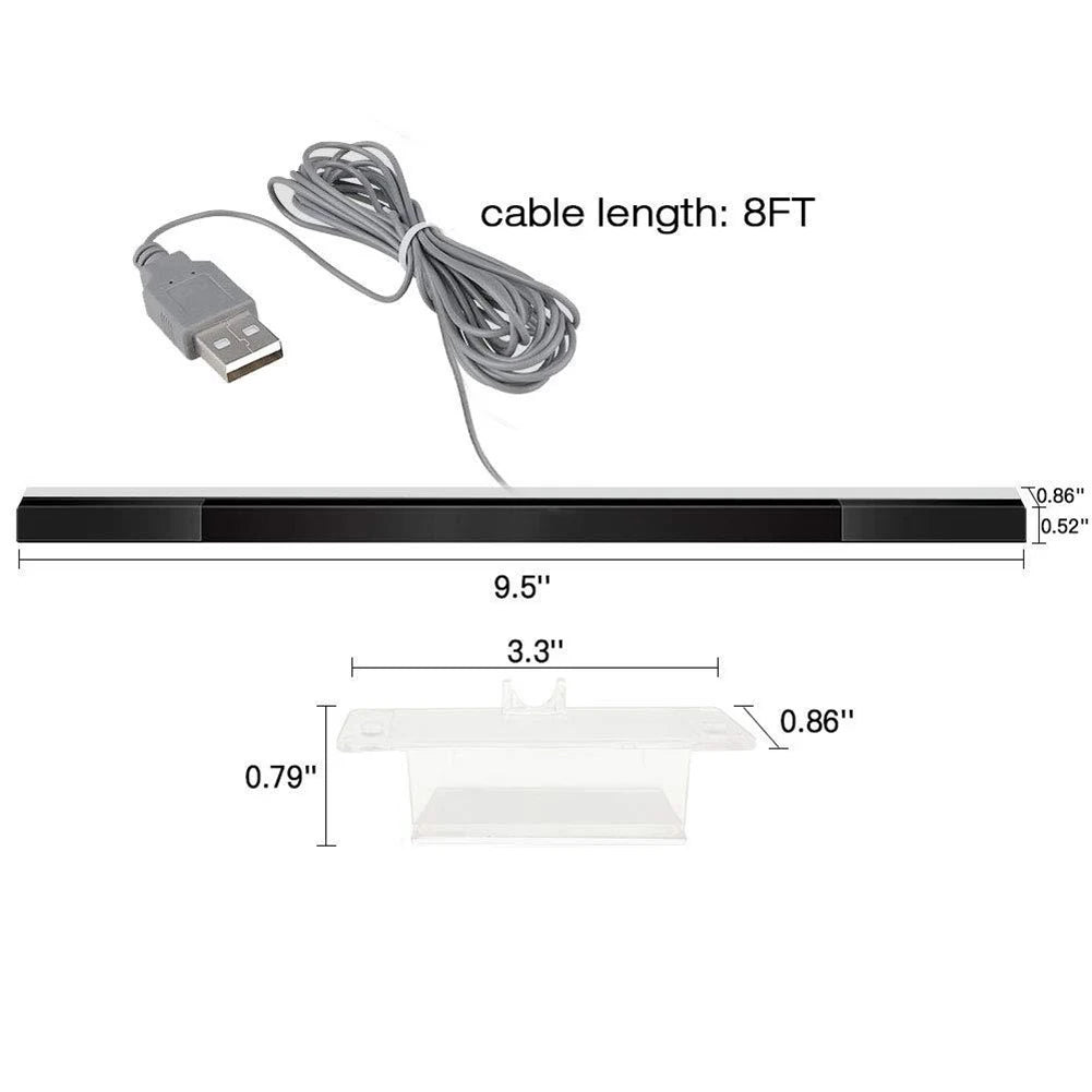 Receptor infrarrojo con cable remoto, barra de Sensor IR de rayos infrarrojos con cable USB, receptor de Sensor de movimiento remoto para N S Wii para Wii U, soporte para PC