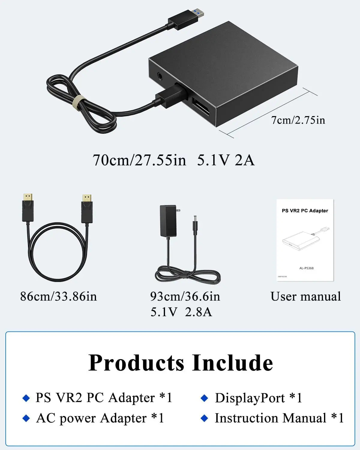 Aolion para PS VR2 adaptador de PC adaptador de ordenador para consola PS5 para Windows PC convertidor accesorios de juego