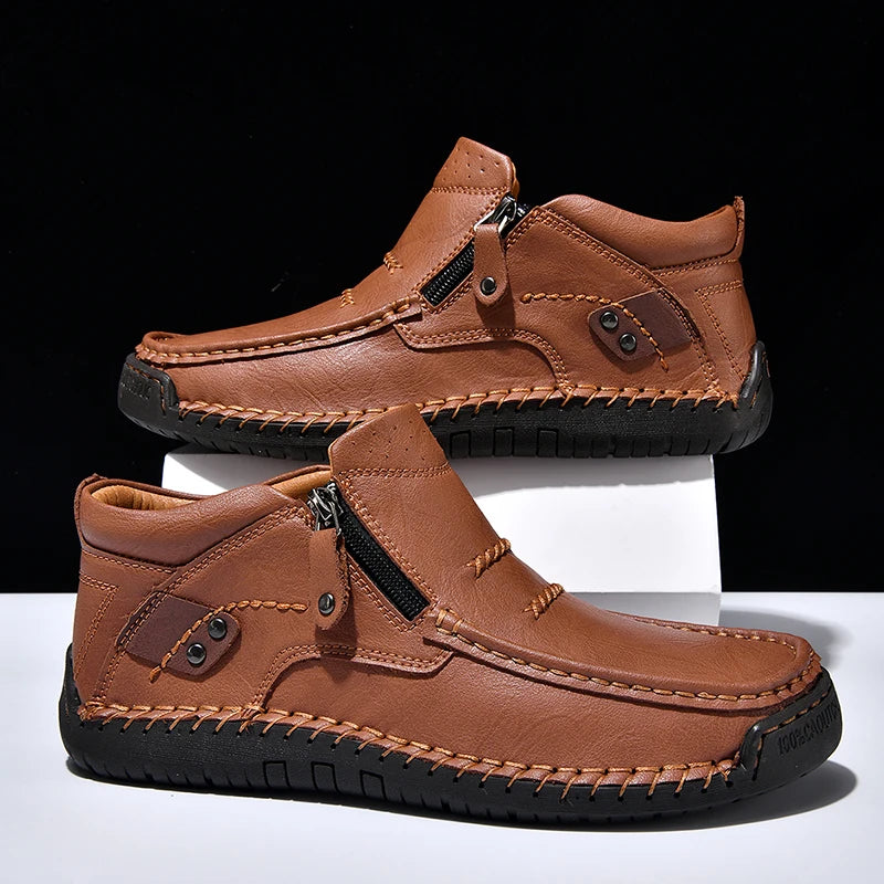 Zapatos informales de cuero de alta calidad para hombre, mocasines transpirables hechos a mano, zapatillas de deporte a la moda, mocasines, zapatos náuticos de marca de lujo