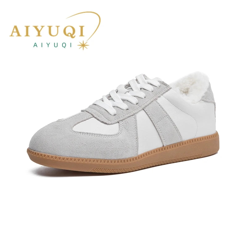 AIYUQI, zapatillas de deporte para mujer, novedad de 2025, zapatos de entrenamiento moral de cuero genuino para mujer, zapatos planos informales de primavera para mujer