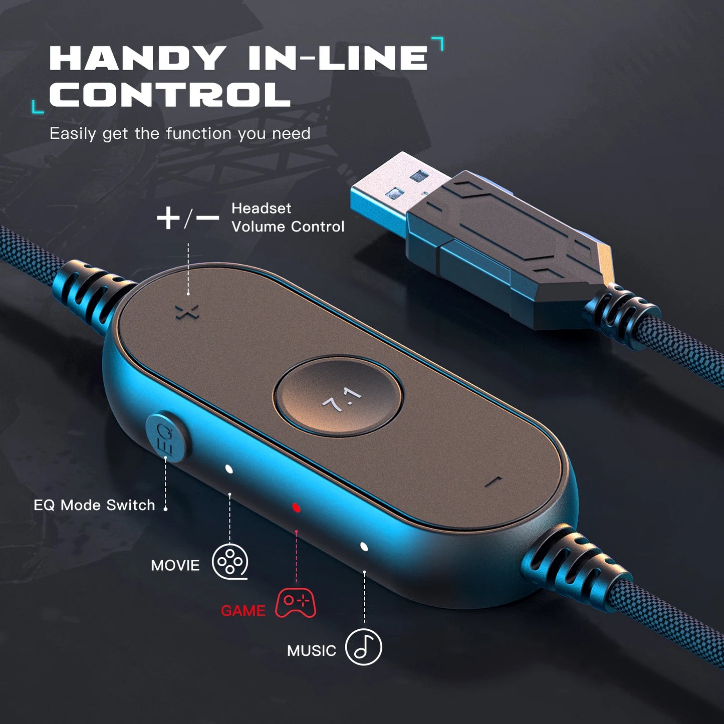 Fifine-auriculares dinámicos RGB para videojuegos, cascos supraaurales con micrófono, sonido envolvente 7,1, PC, PS4, PS5, 3 opciones EQ, juego, película, música