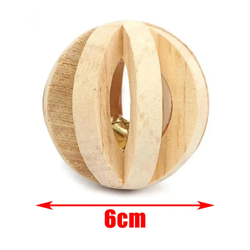 conejillo de indias, conejo, hámster, Animal PEQUEÑO, juguetes con rodillo para mascotas, mancuernas de pino de madera Natural, monociclo, campana para masticar, bola trenzada