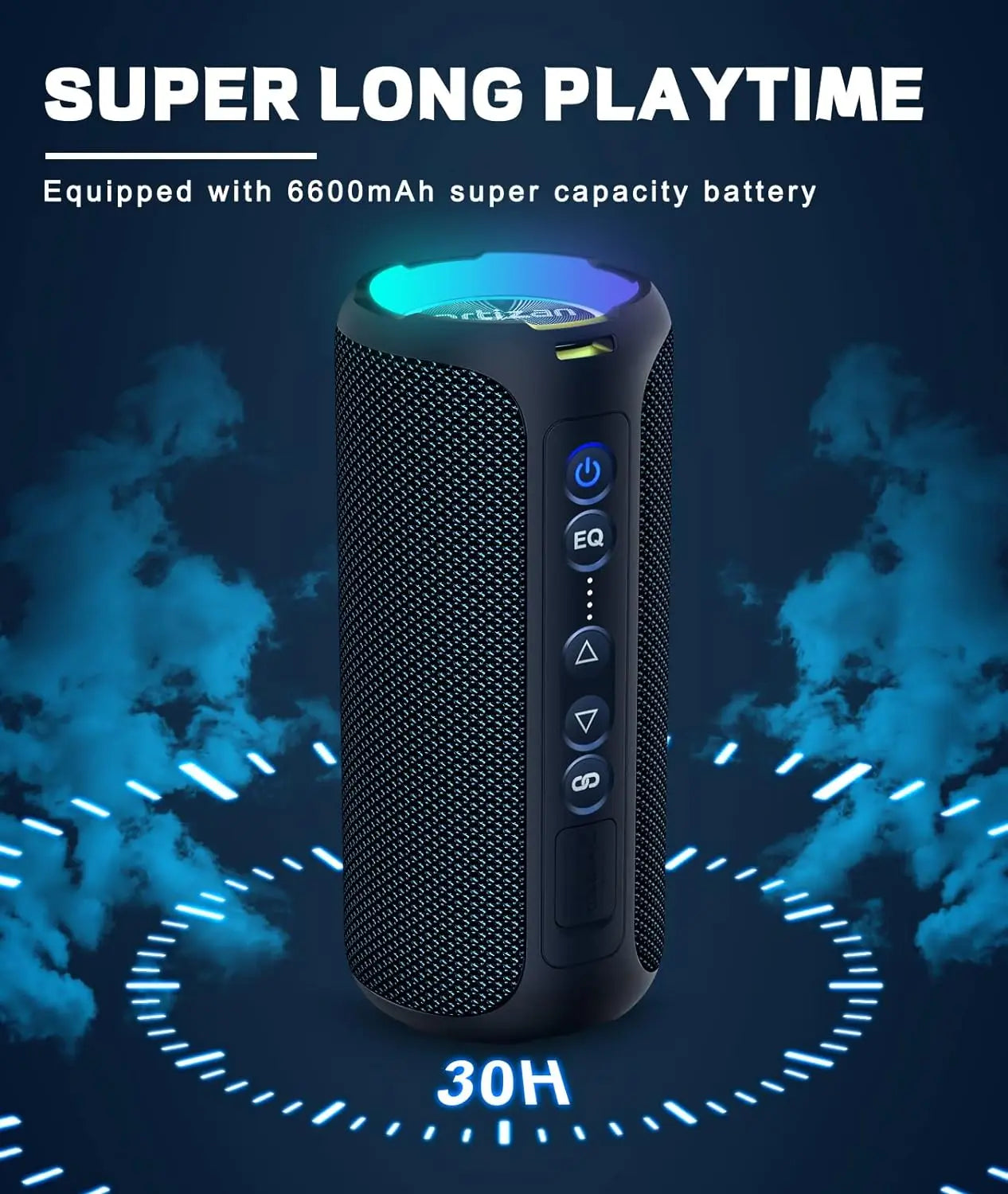 Altavoces Bluetooth Ortizan 40W altavoz inalámbrico portátil para exteriores con graves mejorados 30 horas IP7 altavoz de ducha impermeable Bluetooth 5,3