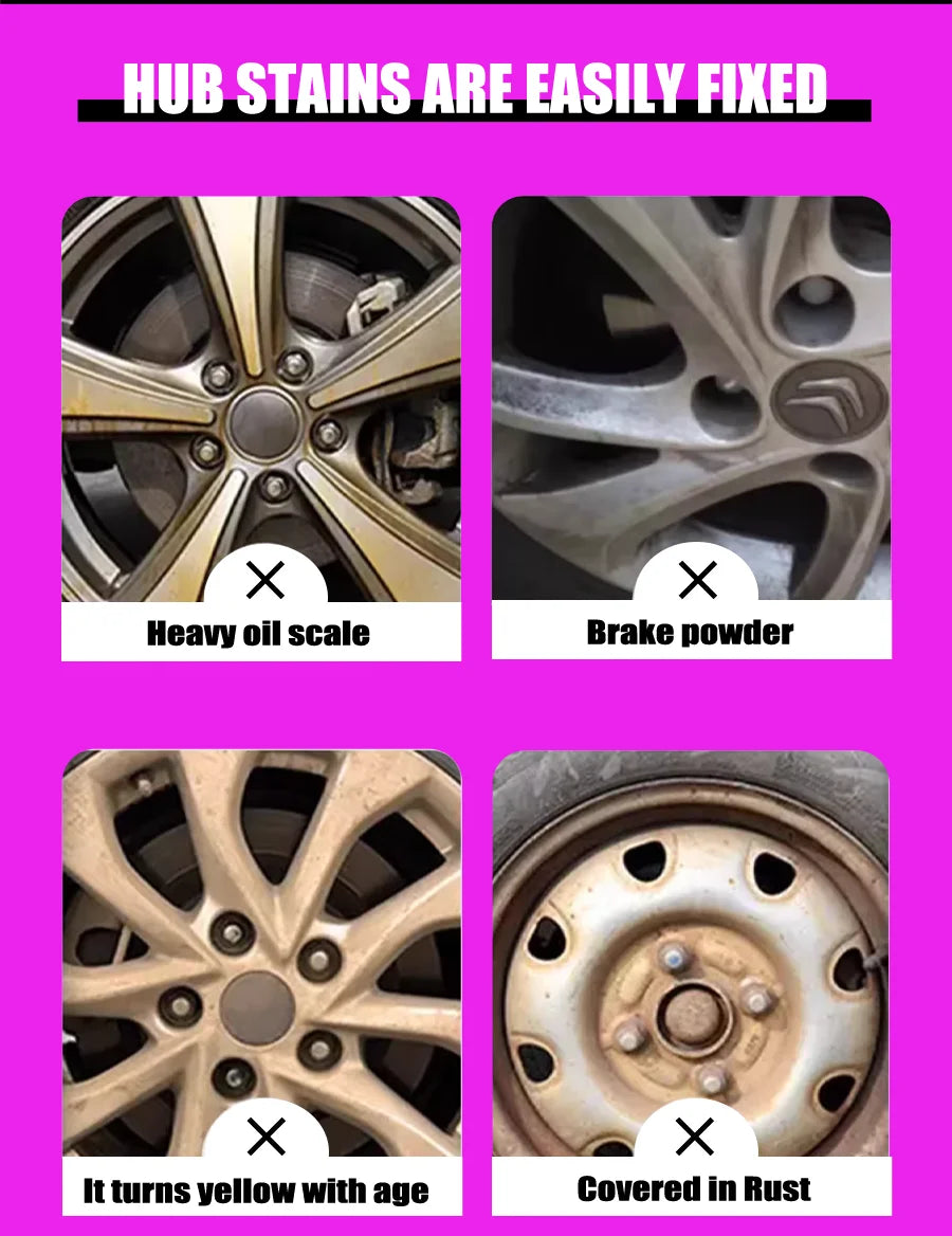 Limpiador de llantas para ruedas de coche, eliminador de óxido multiusos, protección de pintura de freno, polvo de Metal, removedor de polvo de hierro, cuidado del coche, Spray cromado