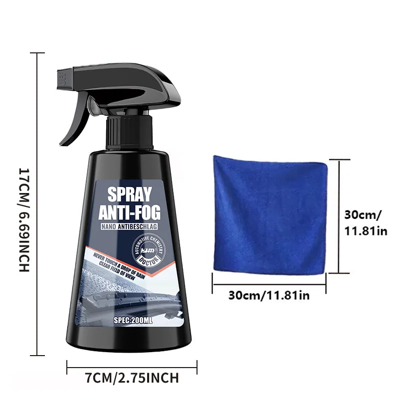 Spray antilluvia para vidrio de coche, agente de recubrimiento repelente al agua, impermeable, antiniebla, limpiador de vidrio, transparente para parabrisas de coche