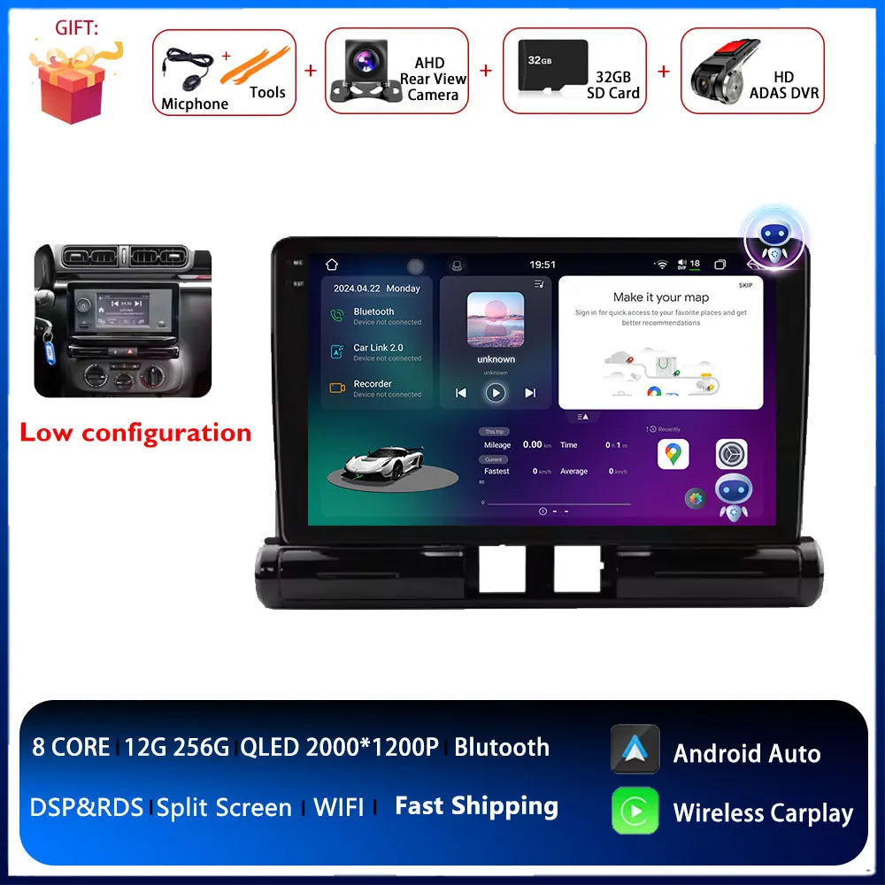 Android Auto radio de coche para Citroen C3/C3 aircross 2017-2023 C4/C4 Aircross reproductor multimedia 4G Autoradio GPS estéreo Carplay