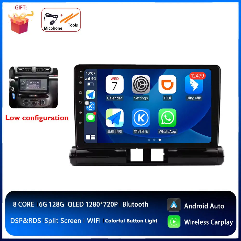 Android Auto radio de coche para Citroen C3/C3 aircross 2017-2023 C4/C4 Aircross reproductor multimedia 4G Autoradio GPS estéreo Carplay