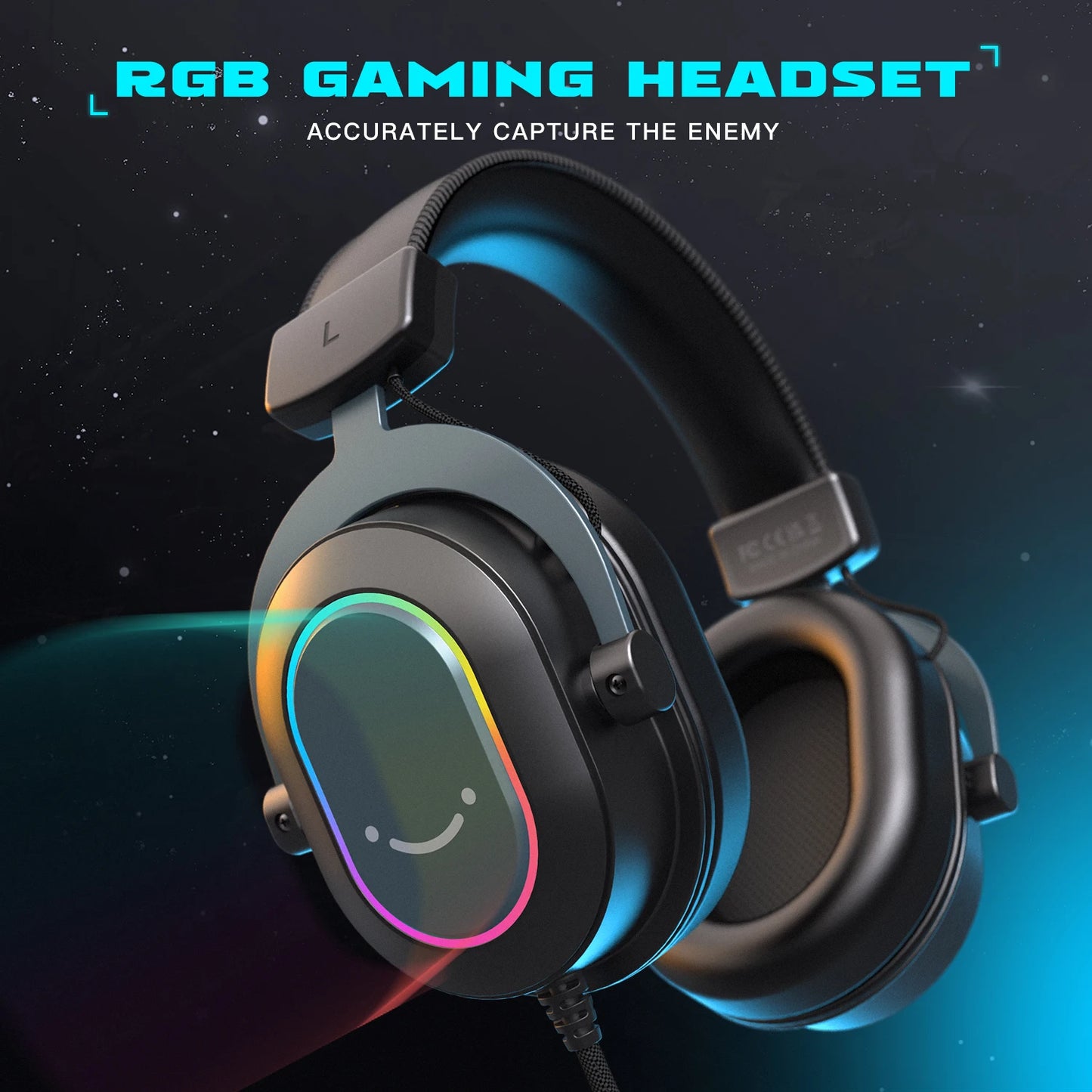 Fifine-auriculares dinámicos RGB para videojuegos, cascos supraaurales con micrófono, sonido envolvente 7,1, PC, PS4, PS5, 3 opciones EQ, juego, película, música