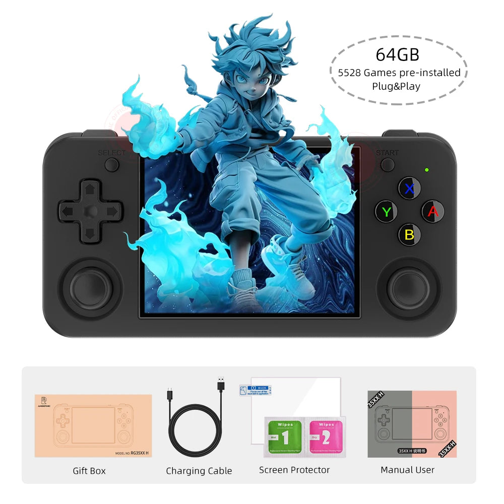 ANBERNIC-Consola de mano RG35XX H para videojuegos, videoconsola Retro con pantalla IPS de 3,5 pulgadas, 640x480, 3300 mAh, más de 5000 juegos