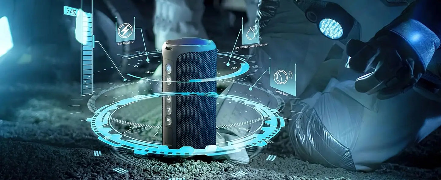 Altavoces Bluetooth Ortizan 40W altavoz inalámbrico portátil para exteriores con graves mejorados 30 horas IP7 altavoz de ducha impermeable Bluetooth 5,3