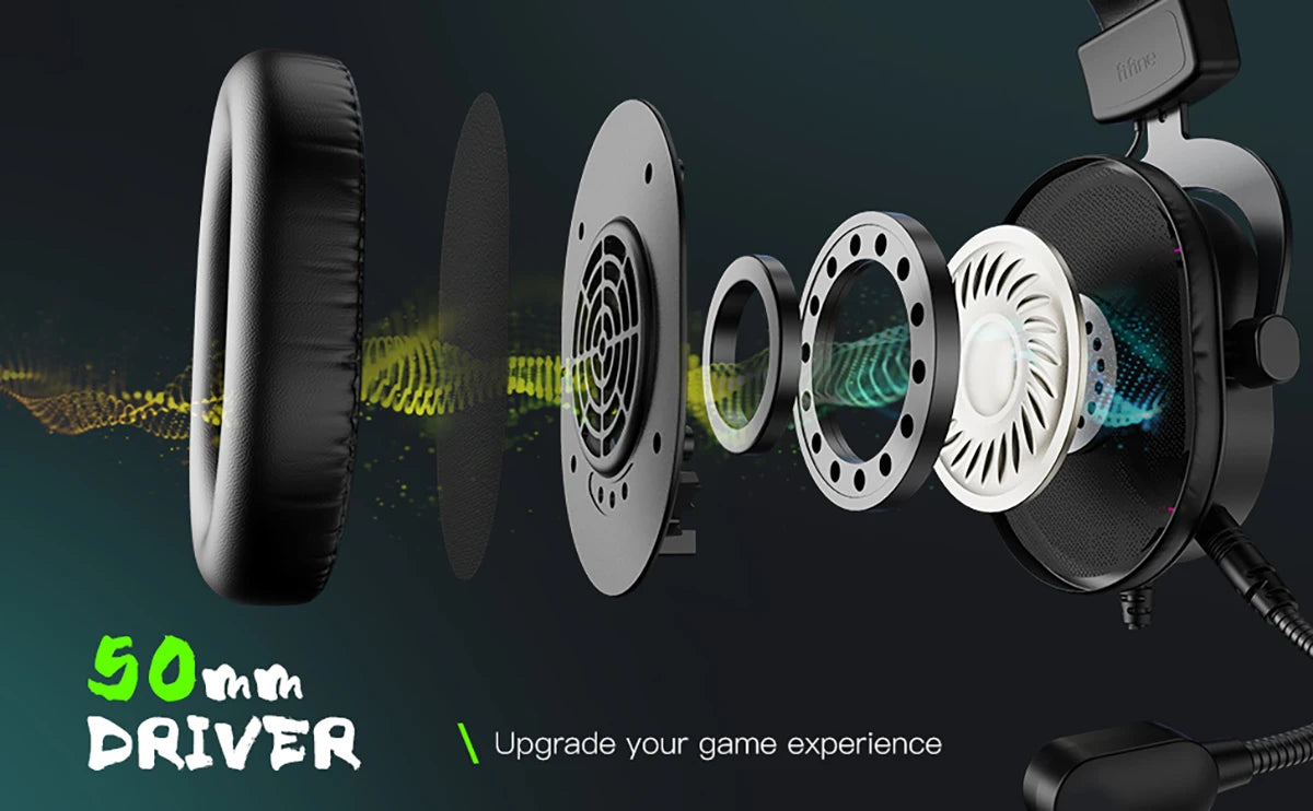 Fifine-auriculares dinámicos RGB para videojuegos, cascos supraaurales con micrófono, sonido envolvente 7,1, PC, PS4, PS5, 3 opciones EQ, juego, película, música