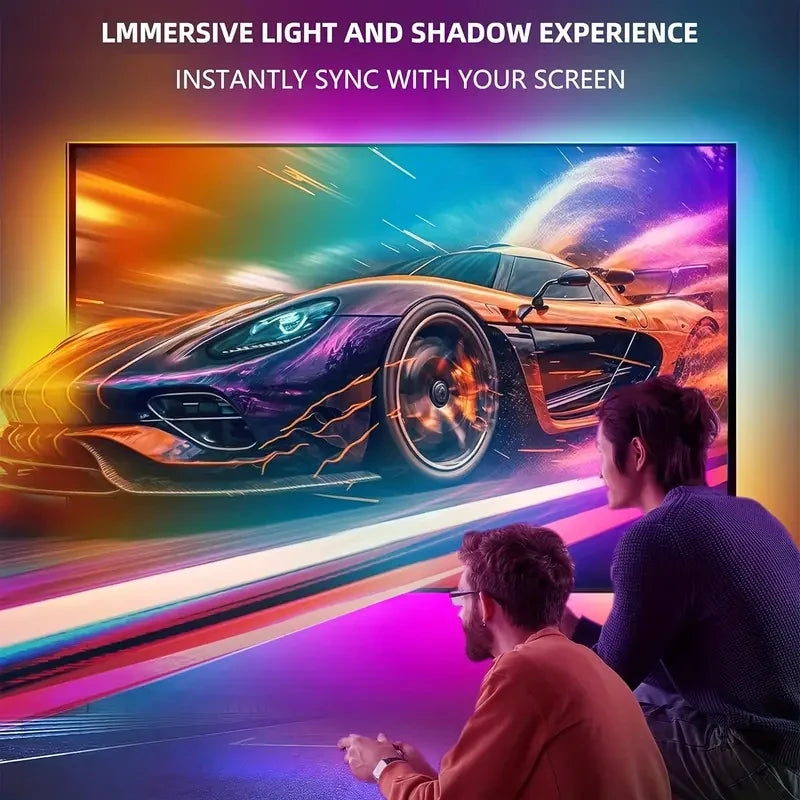 Tira de retroiluminación LED RGBIC para TV con cámara, Control por aplicación, sincronización de música, luces inteligentes para sala de juegos, iluminación ambiental de 55-75 pulgadas