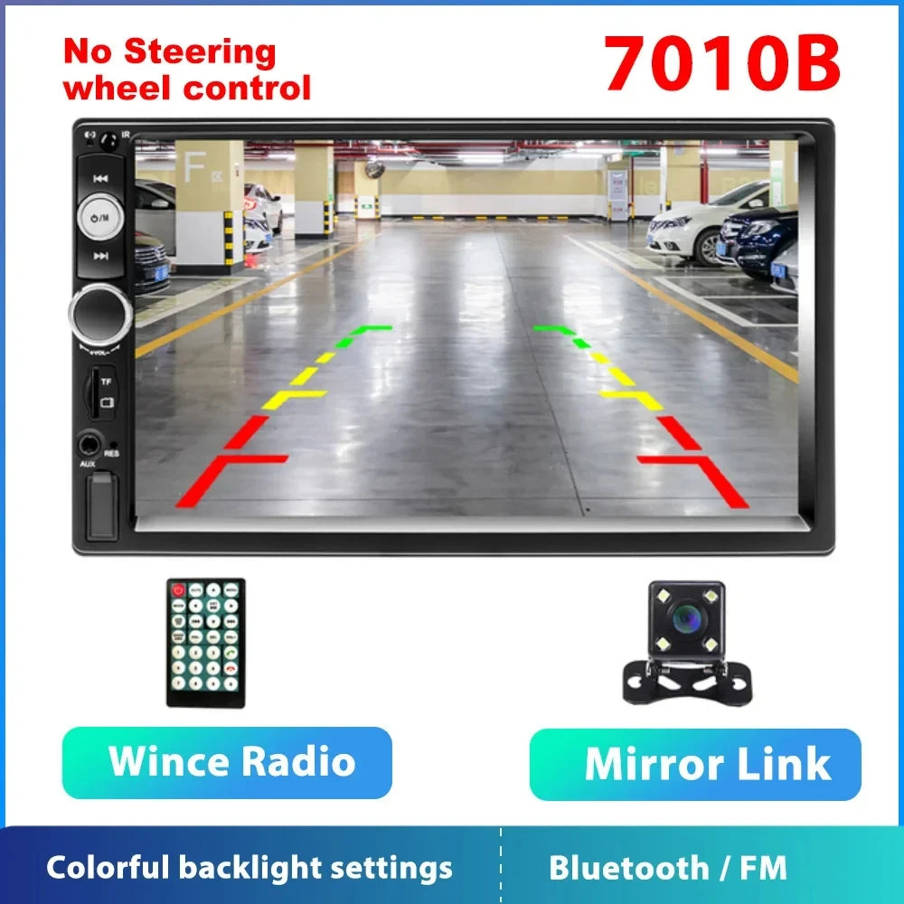 Podofo 2 din Radio de coche 7 "HD Autoradio reproductor Multimedia 2DIN pantalla táctil Auto audio estéreo de coche MP5 Bluetooth USB TF FM cámara