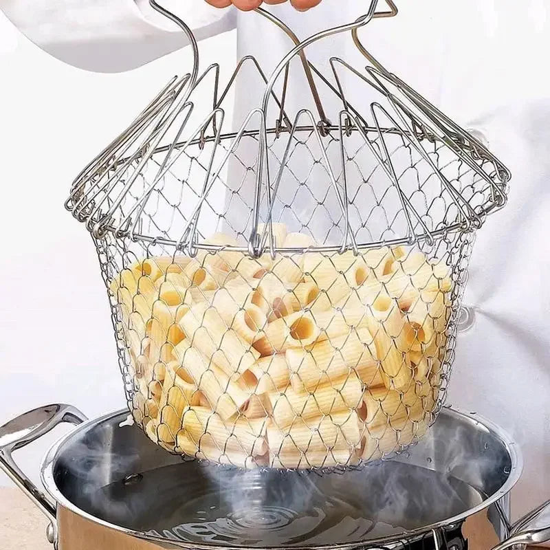 Cesta plegable para Chef francés, cesta mágica, cesta de malla, red coladora, 1 ud.
