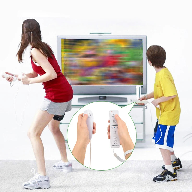 Un par de mandos a distancia con controlador Nunchuck para juegos Wii Control para consola Wii Gamepad inalámbrico con Motion Plus