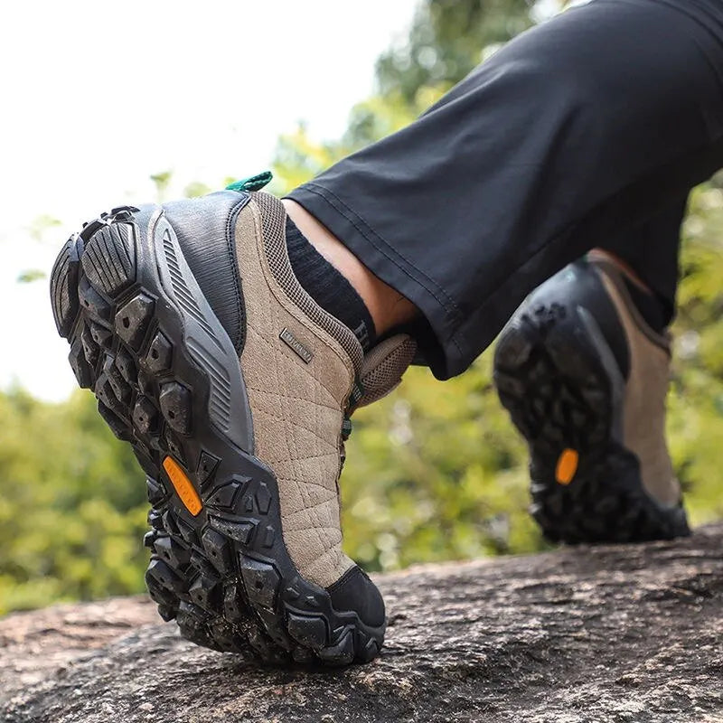HUMTTO-zapatos de senderismo para hombre, zapatillas de deporte de cuero para deportes al aire libre, trabajo, invierno, escalada, Trekking 110282 A