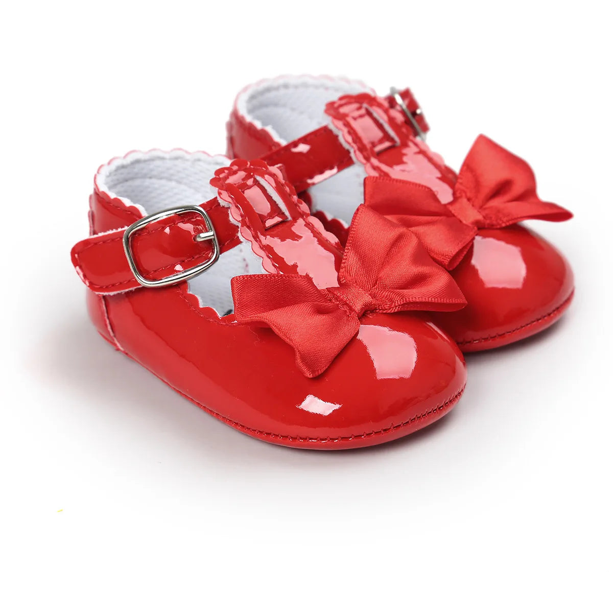 Meckior-zapatos antideslizantes con suela de goma y lazo para bebé, calzado clásico de PU para primeros pasos, cuna
