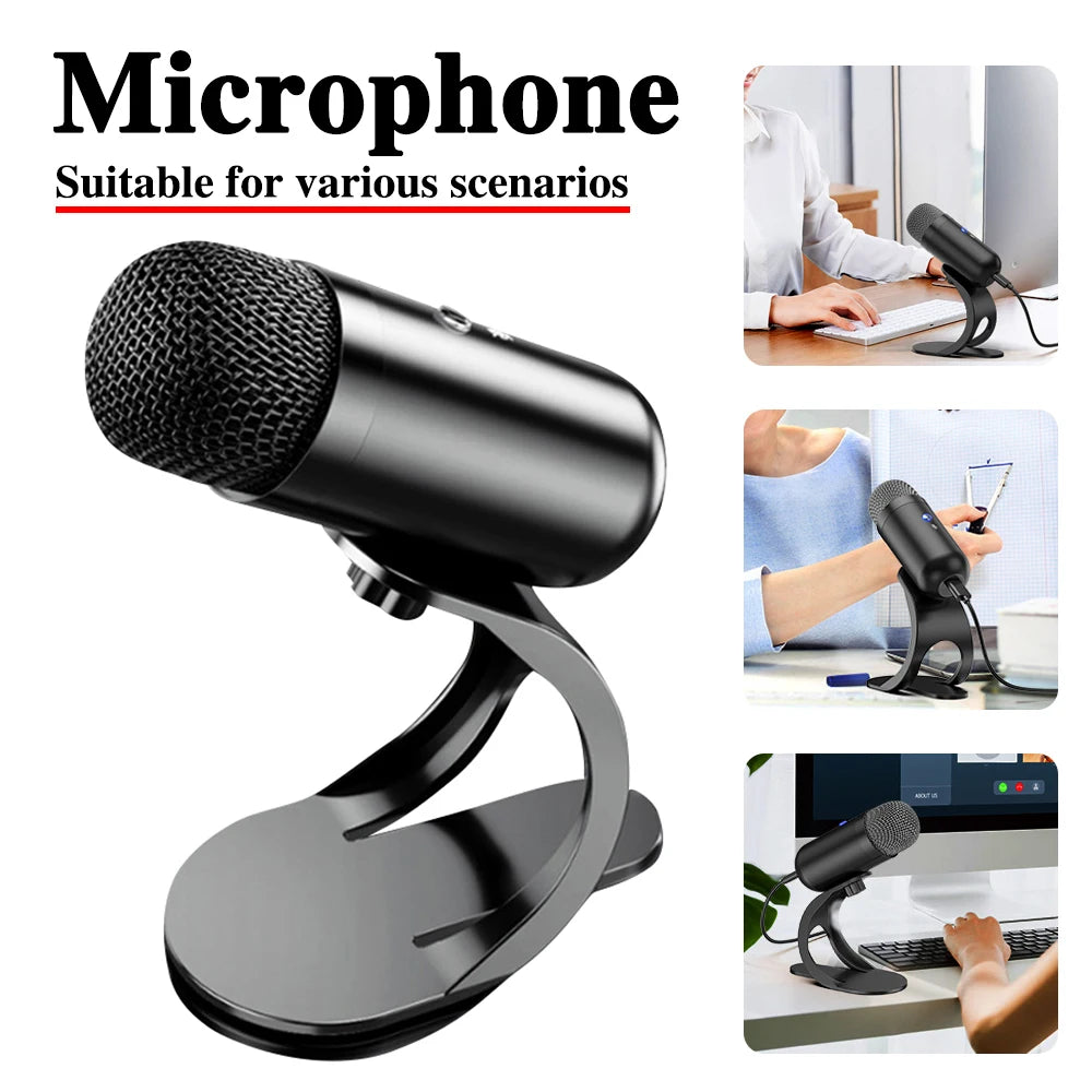 Micrófono de reducción de ruido de micrófono de PC de juego USB para podcasts de streaming, micrófono de escritorio capacitor de computadora RGB para videos de YouTube