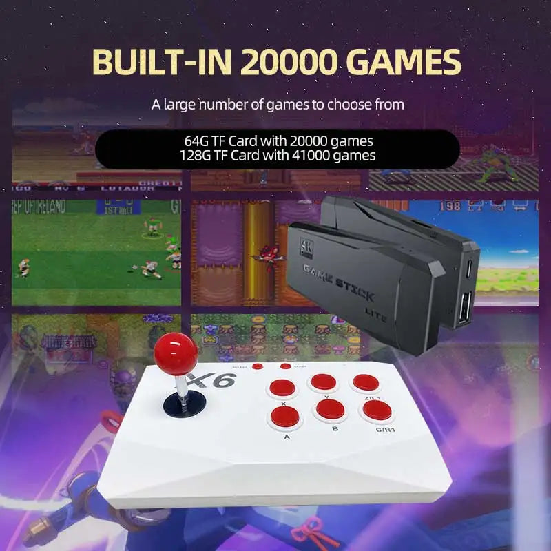VILCORN M8 Game Stick 4K consola de videojuegos Arcade para MAME PS1 9 emulador con doble Arcade Joysitck 41000 juegos máquina Retro