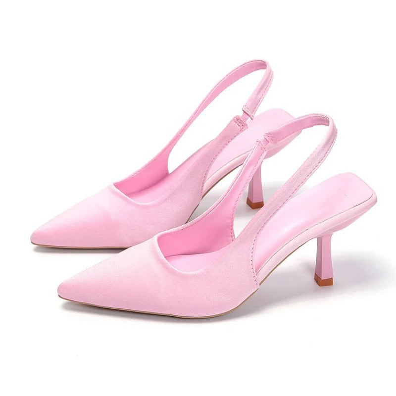 2024 nuevos tacones altos sexis para mujer, zapatos de tacón de lujo con punta estrecha para mujer, sandalias poco profundas a la moda, tacones de aguja, zapatos de fiesta y boda para mujer